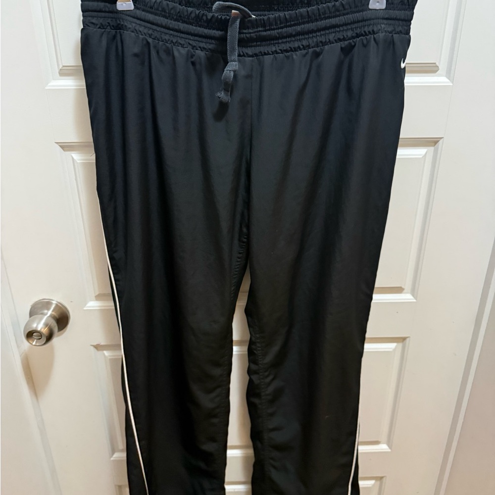 Vintage Nike Black Athletic Pants with White Stripe